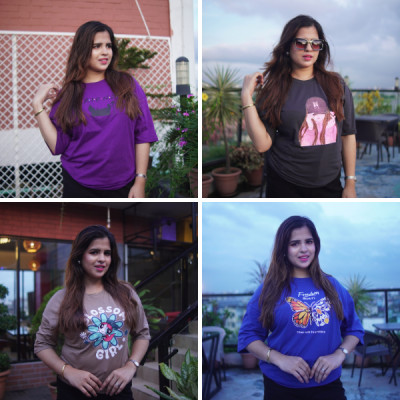 Ladies Drop Shoulder T-shirt ( 4pcs )