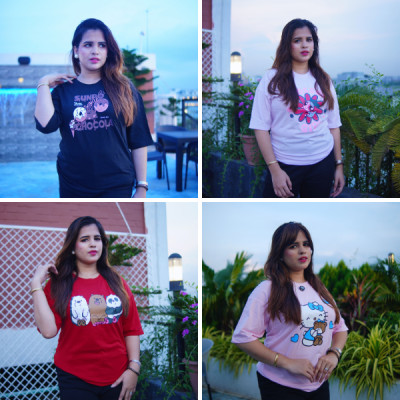 Ladies Drop Shoulder T-shirt ( 4pcs )