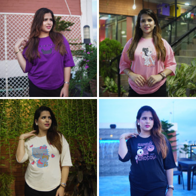 Ladies Drop Shoulder T-shirt ( 4pcs )