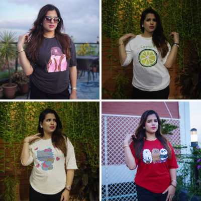 Ladies Drop Shoulder T-shirt ( 4pcs )