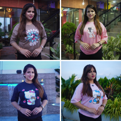 Ladies Drop Shoulder T-shirt ( 4pcs )