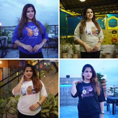 Ladies Drop Shoulder T-shirt ( 4pcs )