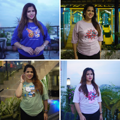 Ladies Drop Shoulder T-shirt ( 4pcs )